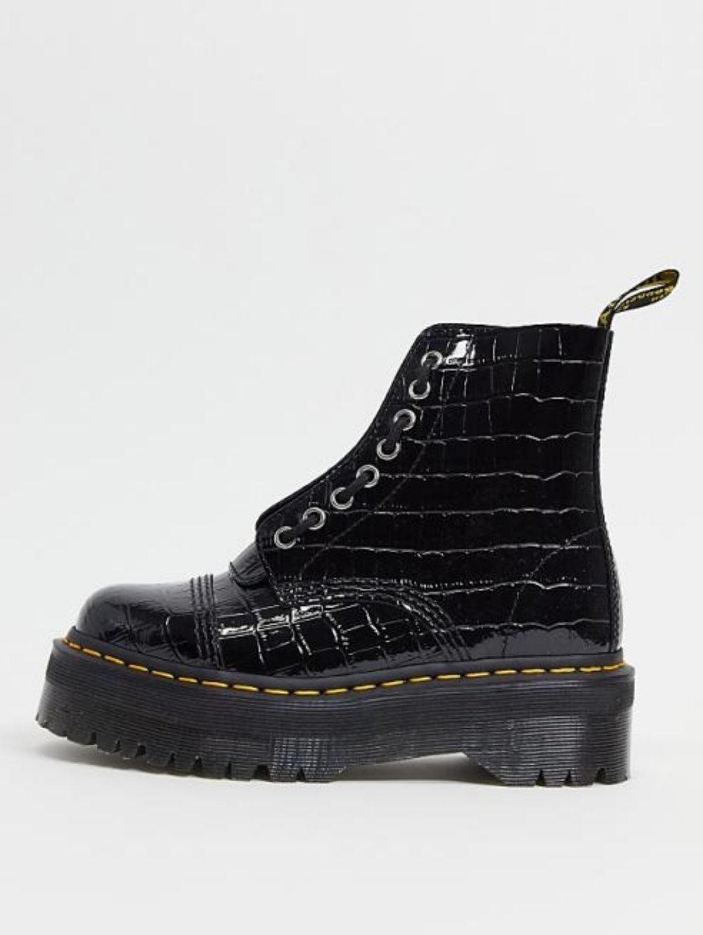 Dr. Martens Black Sinclair Croc Platform Boots